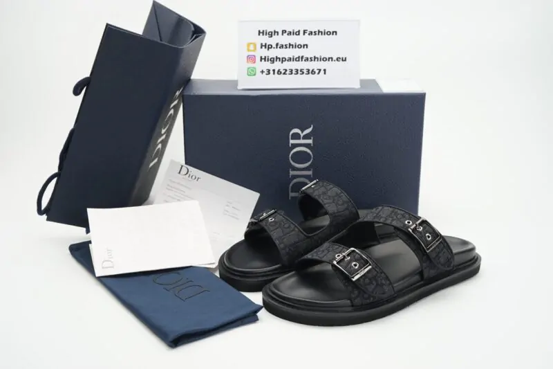 Dior Aqua Slippers Black Oblique - Image 2