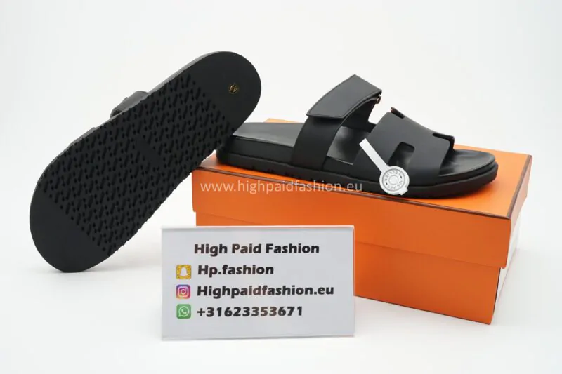 Hermes Chyper Sandals Black - Image 4